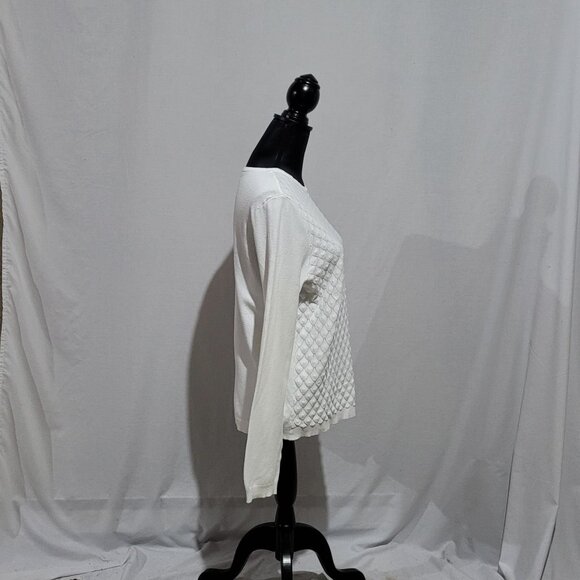 Buffalo David Bitton sweater white pull over preppy long sleeve cottagecore XL - Picture 2 of 16